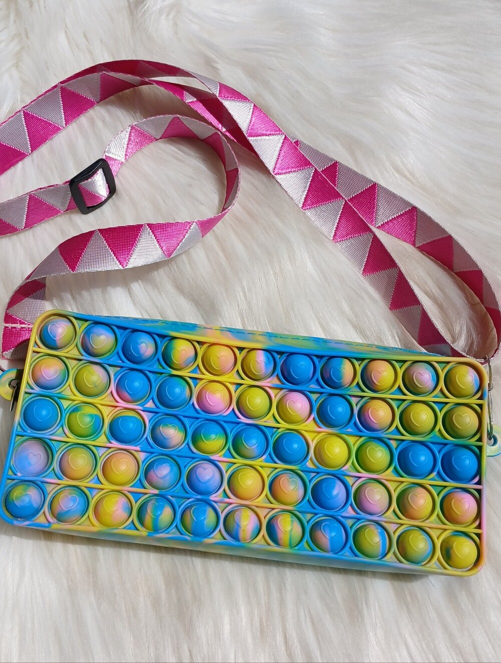 Pop It Purse Fidget Toy Tie Dye Blue Pink Yellow Pastel Rainbow Girls Crossbody